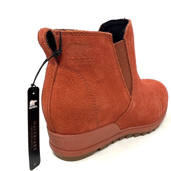 Sorel Evie Wedge Ankle Boot Womens Sz 6.5 Warp Red Waterproof Suede Chelsea NEW - Picture 13 of 16